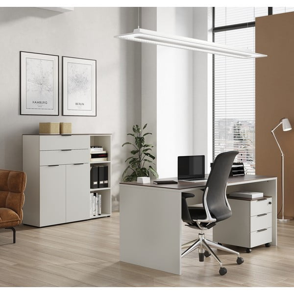 Sivo-bež visoka komoda v orehovem dekorju 81x120 cm Ancona - Germania-image-4