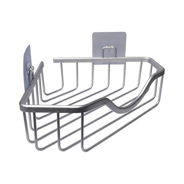 Aluminijasta kopalniška polica v sijajno srebrni barvi z namestitvijo brez vrtanja/kotna Filaire Aluminium – douceur d'intérieur-image-1