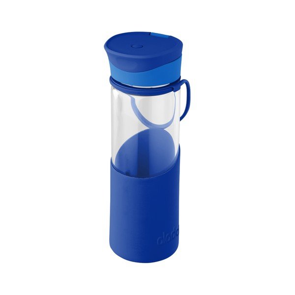 Modra steklenička za vodo s silikonskim ovitkom Aladdin, 500 ml