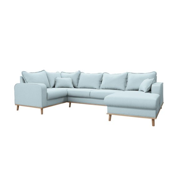 Svetlo modra kotna sedežna garnitura (z desnim kotom) Beata – Ropez-image-2