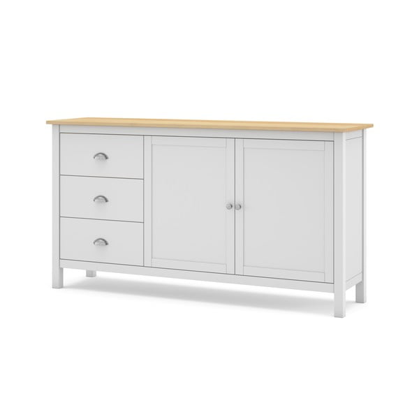 Bela/naravna nizka komoda iz masivnega bora 150x80,5 cm Misti – Marckeric-image-2