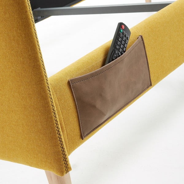 Rumena oblazinjena postelja Kave Home Lydia, 90 x 190 cm-image-4