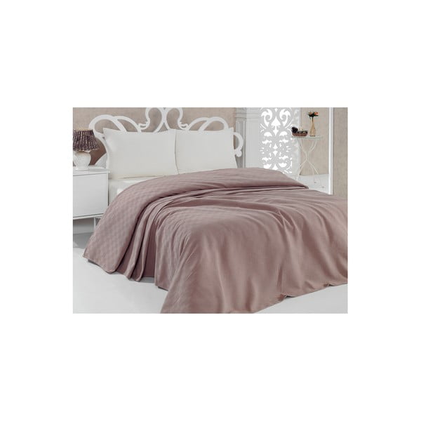 Lahkotno bombažno pregrinjalo za posteljo Pique Brown, 200 x 240 cm-image-1