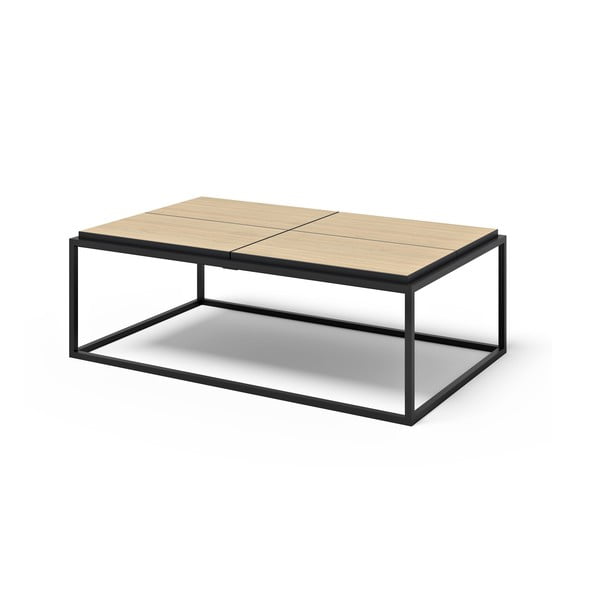 Črna/naravna mizica z mizno ploščo v hrastovem dekorju 75x120 cm Douro – TemaHome-image-2