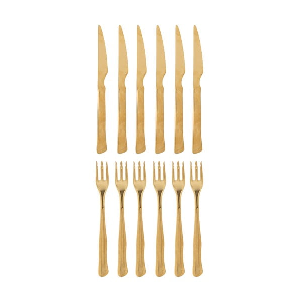 Pribor iz nerjavečega jekla v zlati barvi 12 ks Ollin – Bloomingville