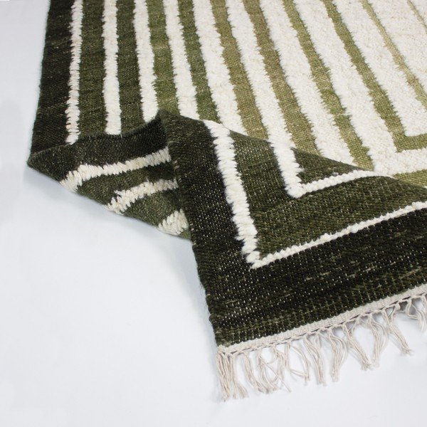 Zelena ročno tkana preproga iz mešanice volne 160x230 cm Boucle Frame – Flair Rugs-image-3