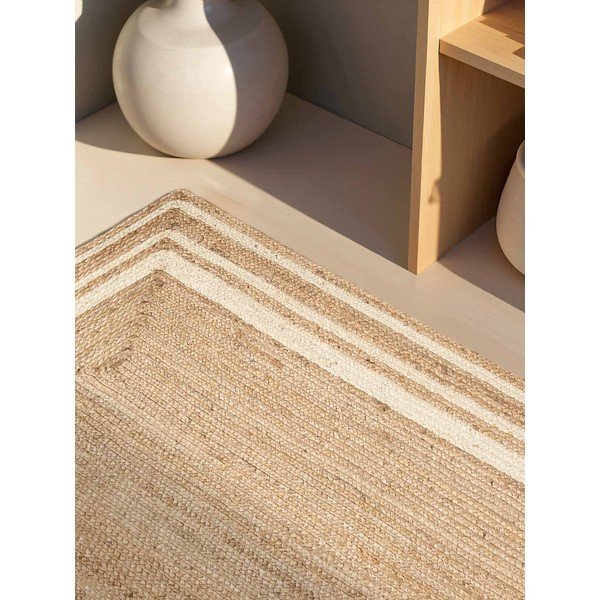 Kremno bela/v naravni barvi ročno tkana preproga iz jute 160x230 cm Jutta – Hanse Home-image-2