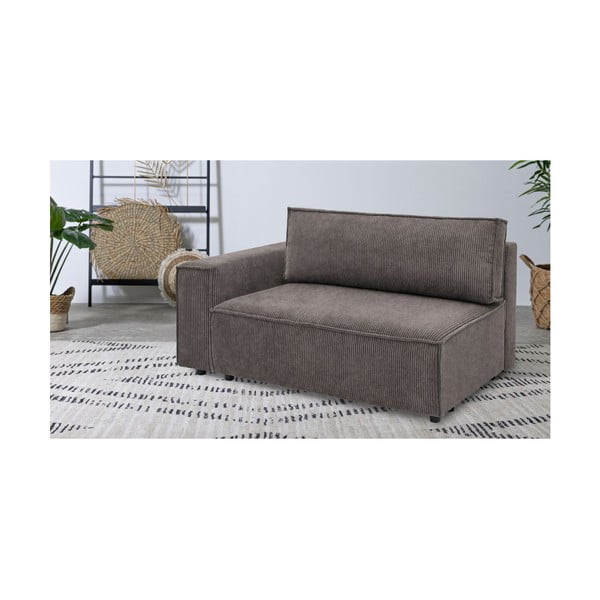 Svetlo rjav modul za sedežno garnituro iz rebrastega žameta (levi kot) Nihad modular – Bobochic Paris-image-1