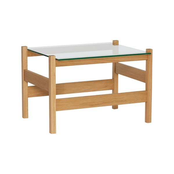 Klubska mizica s stekleno mizno ploščo v naravni barvi 52x66 cm Ledge – Hübsch-image-3