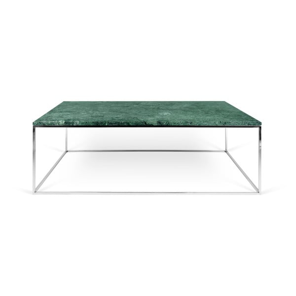 Zelena marmorna mizica s kromiranimi nogami TemaHome Gleam, 75 x 120 cm