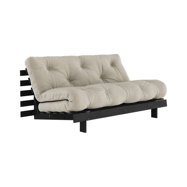 Sivo-bež lanena raztegljiva sedežna garnitura 160 cm Roots Black Night – Karup Design