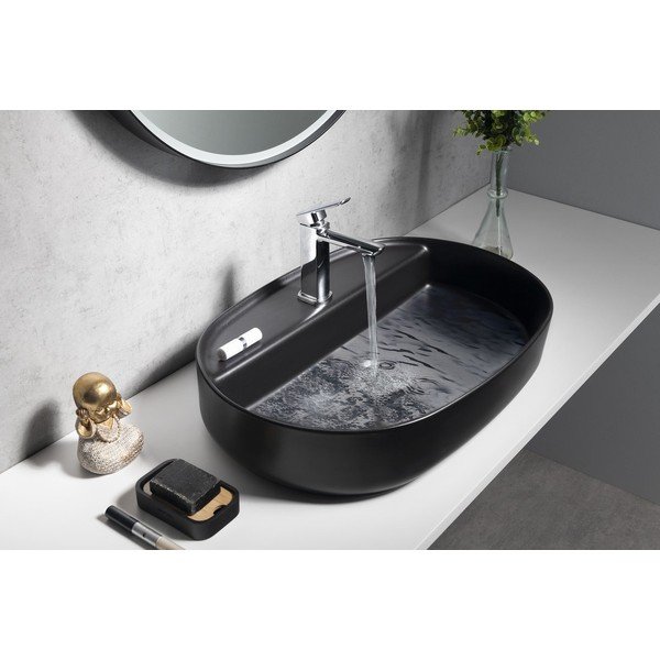 Črn keramičen umivalnik 60x40 cm Infinity Oval – Sapho-image-4