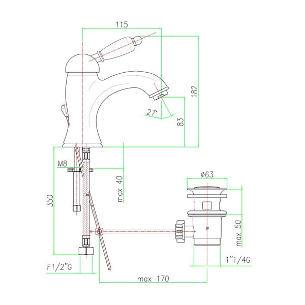 Stoječa armatura za umivalnik v srebrni barvi Kirké White – Sapho-image-2