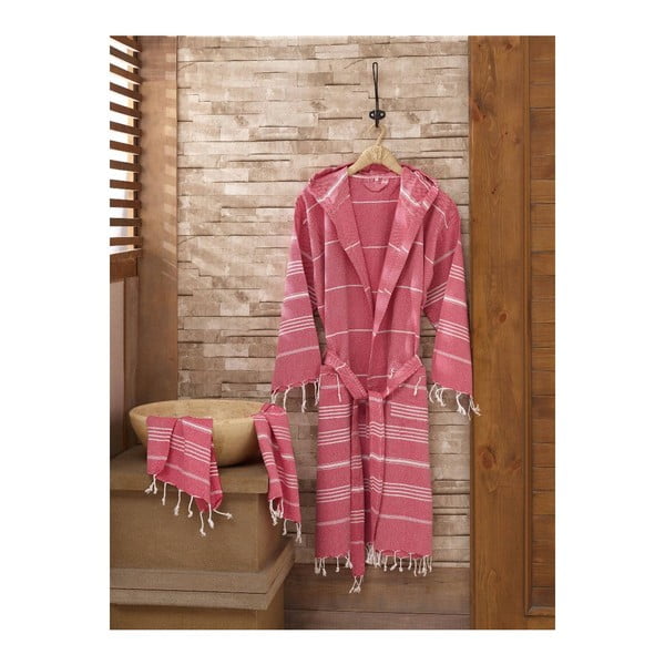 Komplet rožnatega kopalnega plašča in brisače Sultan, velikosti. L/XL