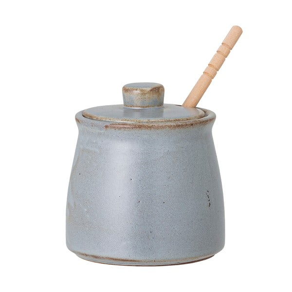 Modra lončena posoda za med z zajemalko Bloomingville Masami, 350 ml