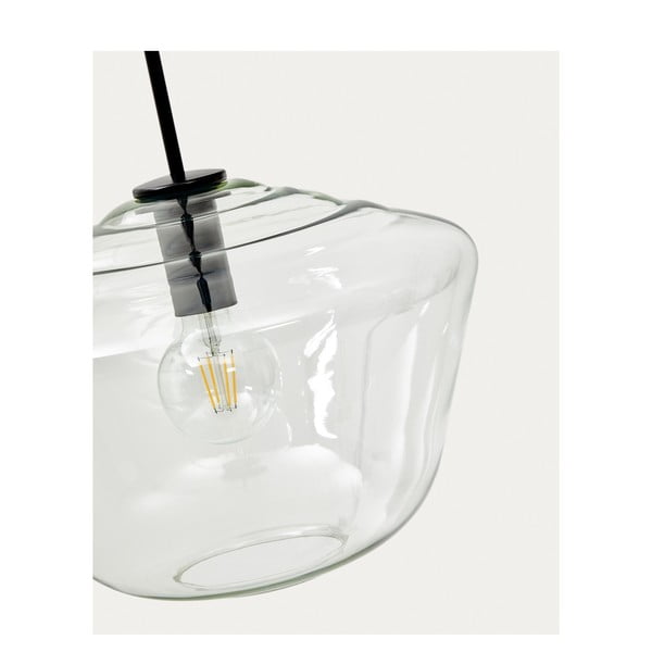 Črna viseča svetilka s steklenim senčilom ø 34 cm Mao – Kave Home-image-3