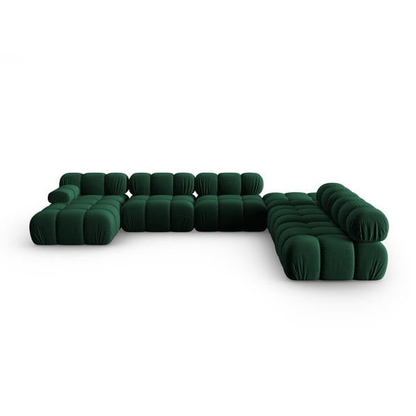 Zelena žametna sedežna garnitura 379 cm Bellis – Micadoni Home