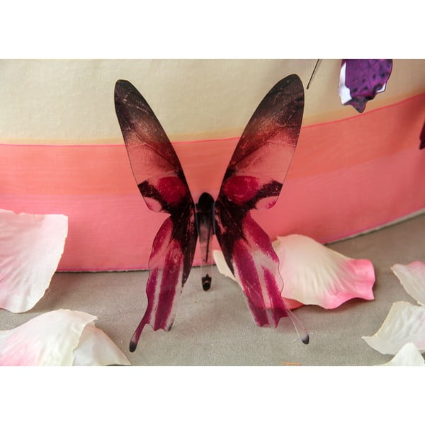 Komplet 18 rožnatih 3D nalepk Ambiance Butterflies-image-3