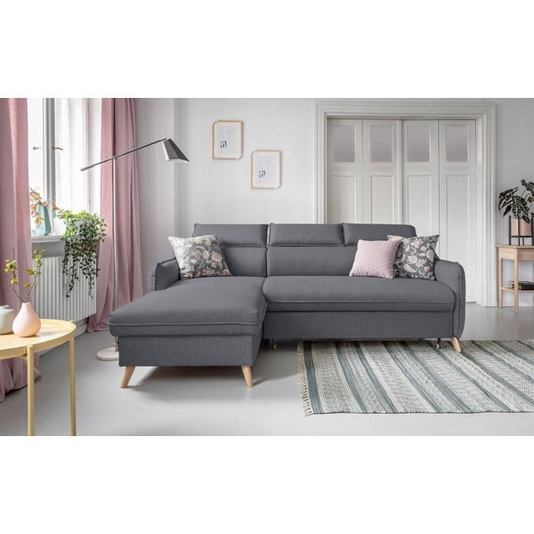 Temno siva raztegljiva kotna sedežna garnitura (levi kot) Sweet Harmony – Miuform-image-3