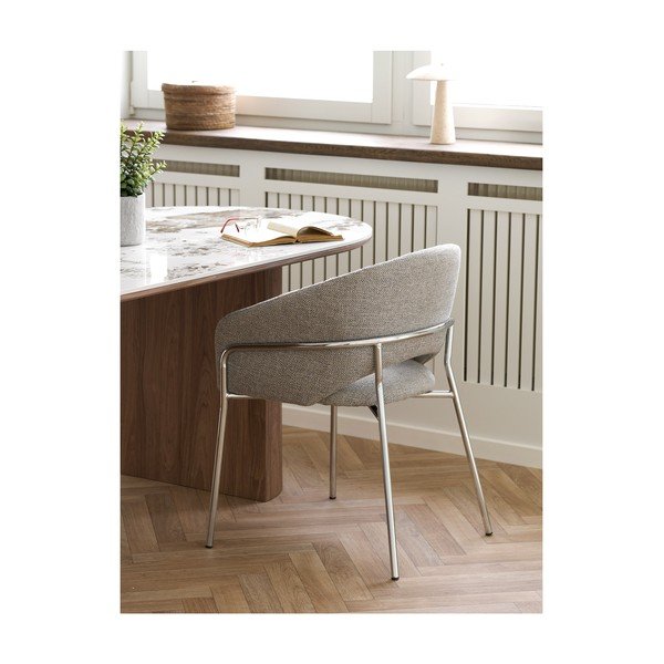 Svetlo siv jeklen jedilni stol z nasloni za roke Costa – House Nordic-image-2