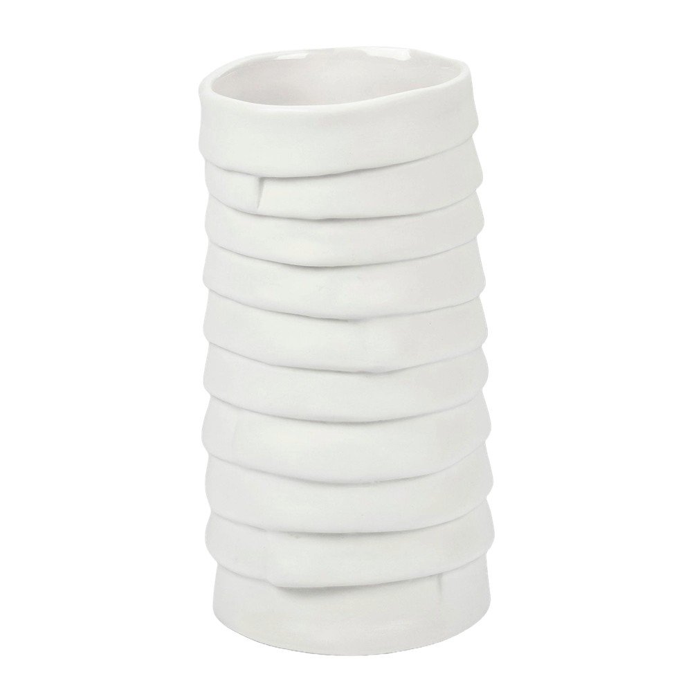 Bela porcelanasta ročno izdelana vaza Ribbon