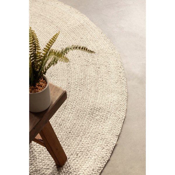 Kremno bela obojestranska/ročno tkana okrogla preproga iz jute ø 100 cm Braided – Hanse Home-image-2