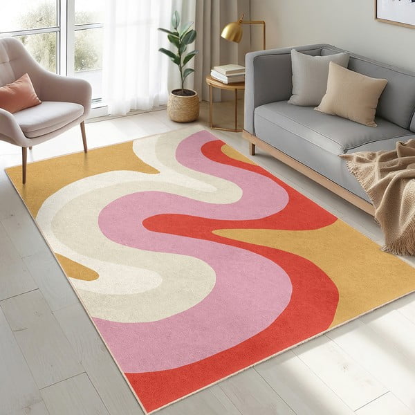 Rumena/rožnata pralna preproga 160x230 cm Raspberry Creamsicle – Mila Home-image-4