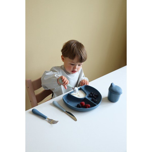 Zeleno-moder silikonski otroški jedilni pribor 3 ks Ocean Mix – Cam Cam Copenhagen-image-3