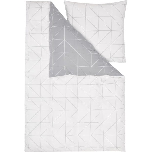 Bela in siva bombažna posteljnina by46 Marla, 155 x 220 cm