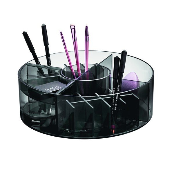 Mat črn kopalniški organizator za kozmetiko iz reciklirane plastike Cosmetic Carousel – iDesign-image-3