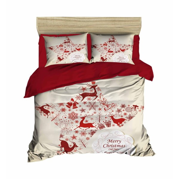 Božična posteljnina za zakonsko posteljo z rjuho Nuria, 160 x 220 cm