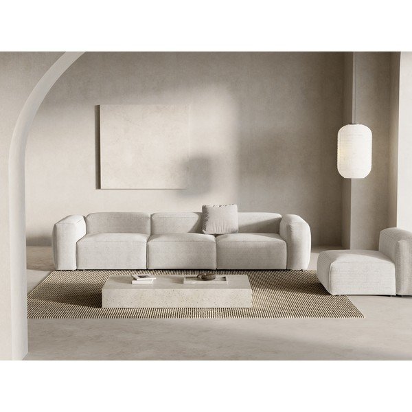 Bež sedežna garnitura iz rebrastega žameta 364 cm Bergamo – Cosmopolitan Design-image-1