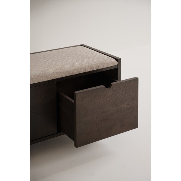 Omarica za čevlje iz masivnega hrasta s klopjo v temni naravni barvi 80x47x41 cm Hillmond – Rowico-image-4