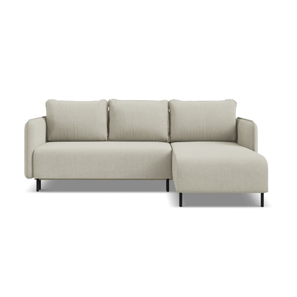 Bež raztegljiva/s prostorom za shranjevanje kotna sedežna garnitura (desni kot) Luana – Makamii