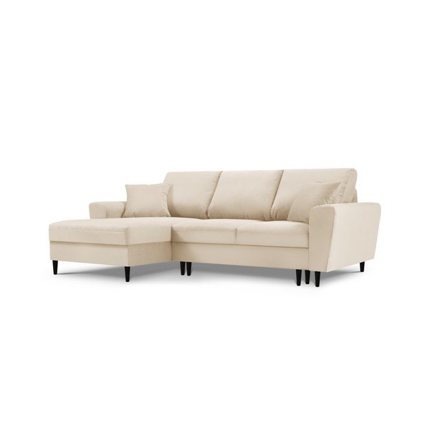 Bež raztegljiva kotna sedežna garnitura s prostorom za shranjevanje iz rebrastega žameta (levi kot/z ležalnikom) Kyoto – Cosmopolitan Design-image-4