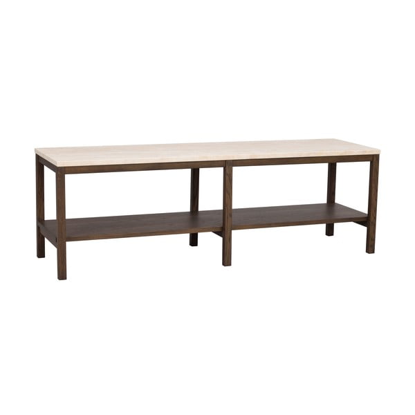 Rjavo-bež konzolna mizica s ploščo iz kamnine  140x40 cm Orwel - Rowico-image-2