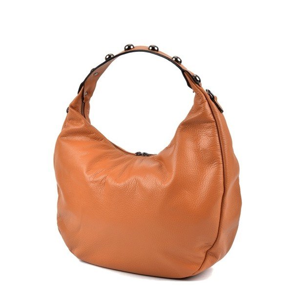 Konjak rjava usnjena torbica Roberta M Hobo-image-4