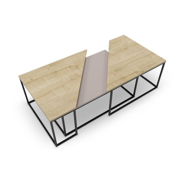 Mizice v kompletu 3 ks z mizno ploščo v hrastovem dekorju 70x110 cm Titan – Marckeric-image-4