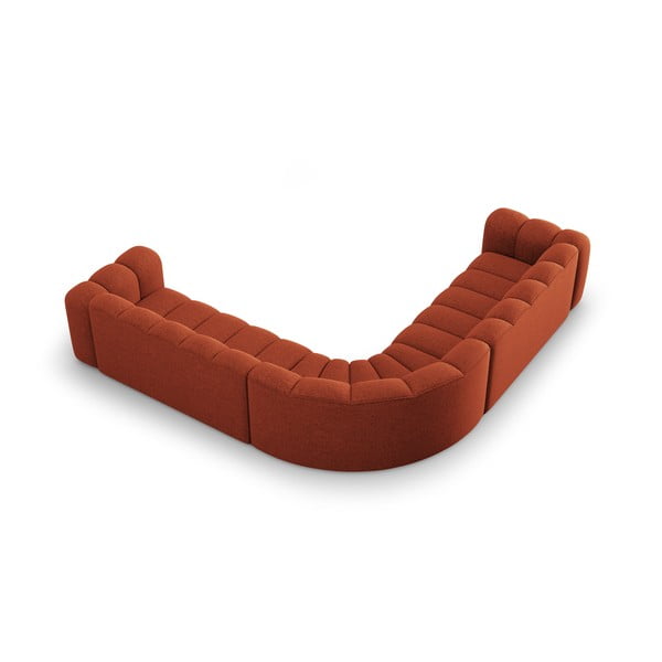 Opečnato oranžna kotna sedežna garnitura iz šenilje Lupine – Micadoni -image-3