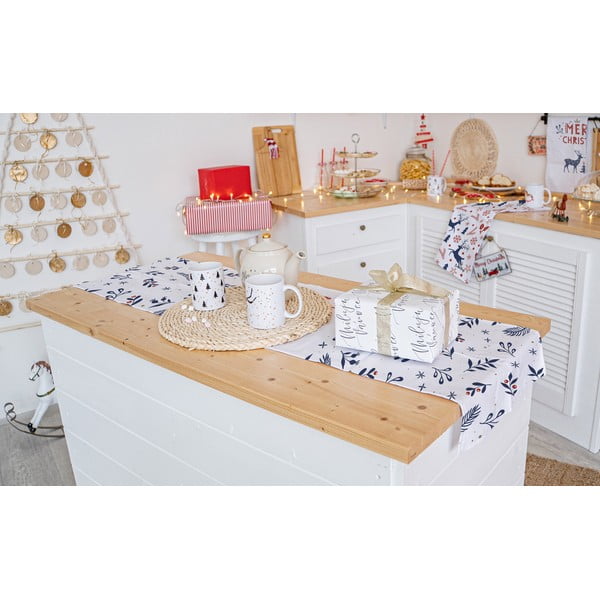 Božični bombažni namizni tekač 140x40 cm Merry Blue Christmas - Butter Kings-image-1