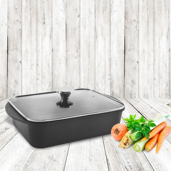 Aluminijast pekač z neprijemljivo prevleko s stekleno pokrovko Orion Grande, 35 x 22,5 cm-image-1