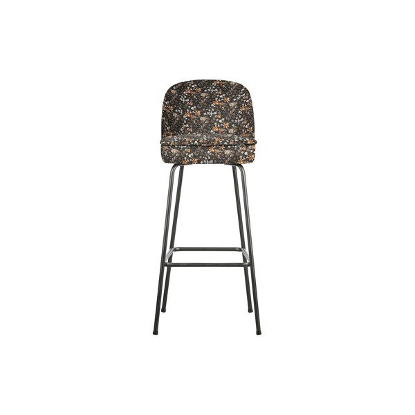 Črn barski stol s cvetličnim vzorcem BePureHome Vogue Flower, višina 79 cm