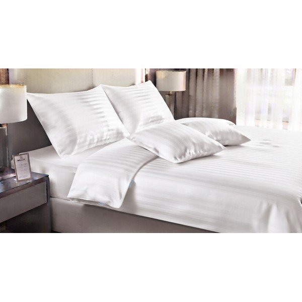 Bela enojna 3-delna posteljnina 140x200 cm Hotel stripe – JAHU collections
