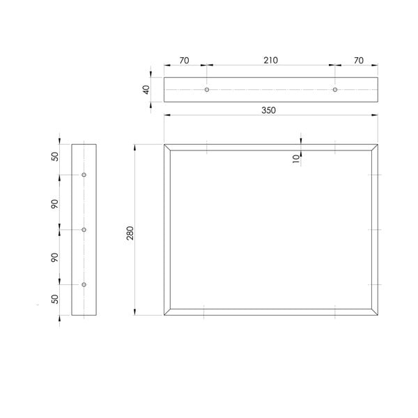 Črna jeklena podpora za pult 35x4 cm – Sapho-image-1