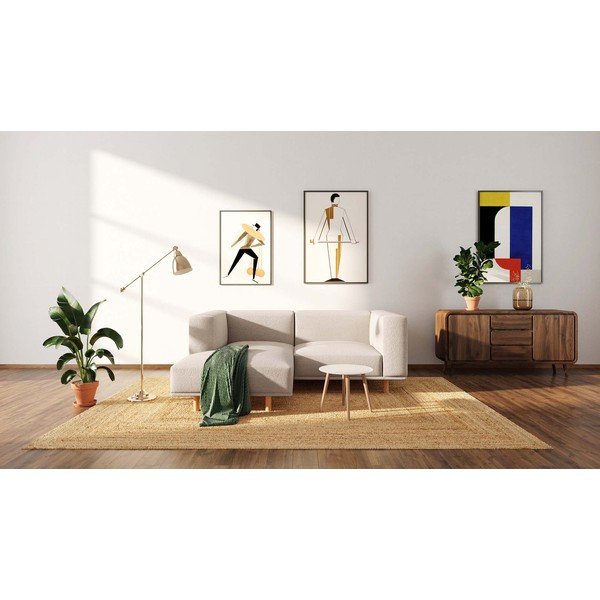 Bež kotna sedežna garnitura iz tkanine bouclé (z levim kotom) Kukumo – Ame Yens-image-3