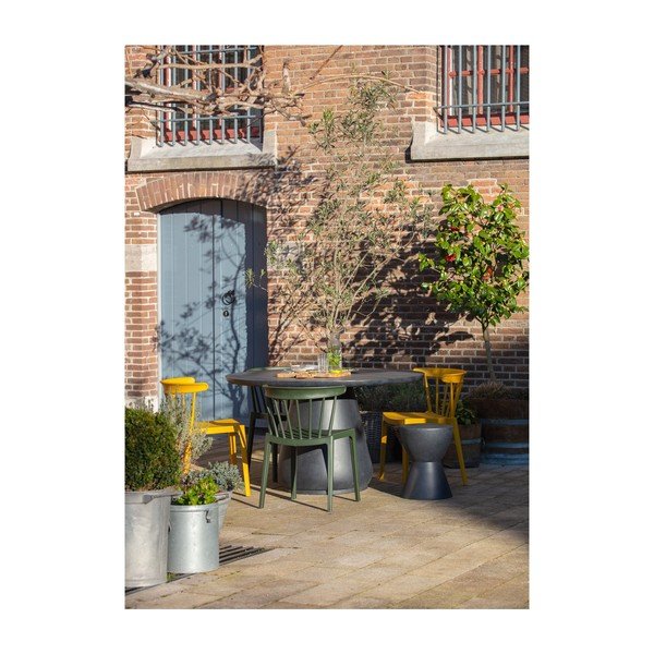 Antracitno siv stolček za na prostem WOOOD Dover, ø 35 cm-image-1