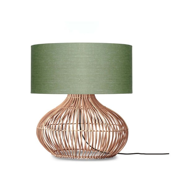 Zelena/naravna namizna svetilka s tekstilnim senčnikom (višina 60 cm) Kalahari – Good&Mojo