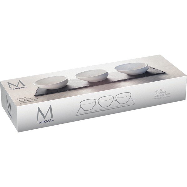 Set 3 posodic za omako iz belega porcelana s stojalom Mikasa-image-4