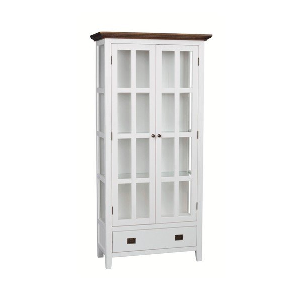 Bela lesena vitrina Rowico Nottingham, višina 195 cm