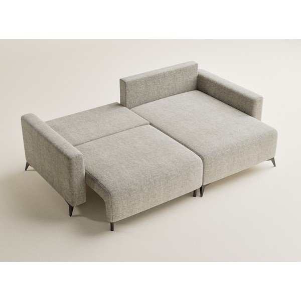 Bež raztegljiva/s prostorom za shranjevanje kotna sedežna garnitura iz šenilje (desni kot/z ležalnikom) Leon – Maison de Rêve-image-3